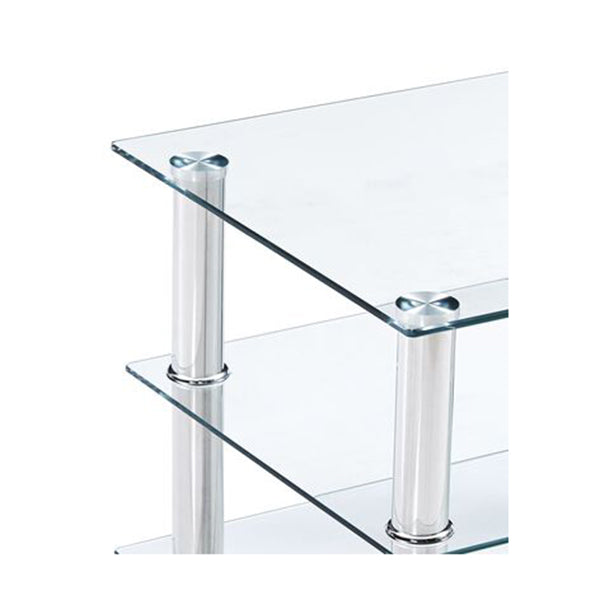 Tv Stand Transparent 90 X 40 X 40 Cm Tempered Glass