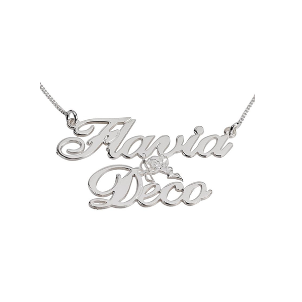 Two Name With Cupid Necklace