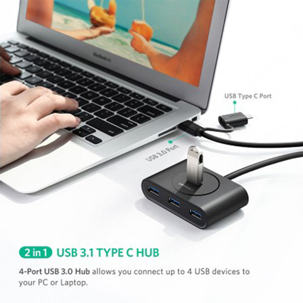 UGreen USB 3.0 Hub With Type C Port 1 M - Black