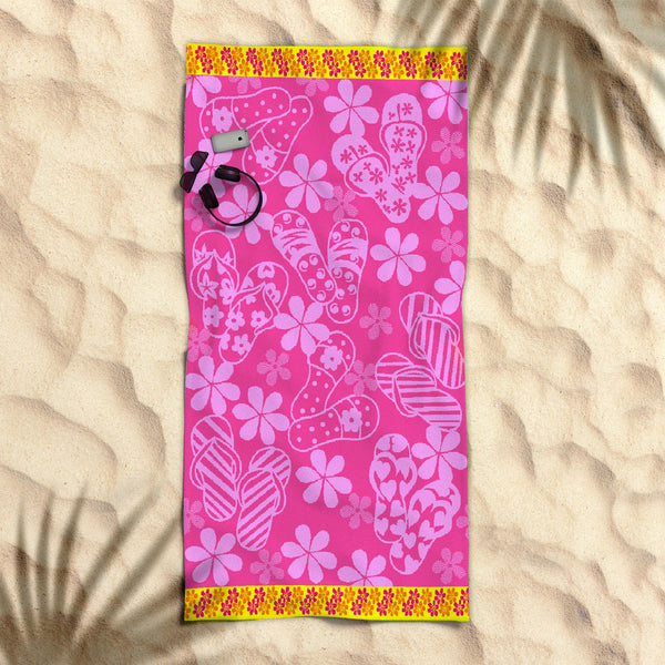 Premium Cotton Jacquard Beach Towel Thongs Pink