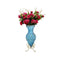 Soga 67Cm Blue Glass Tall Floor Vase And 12Pcs Red Fake Flower Set