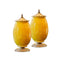 Soga 2X 40Cm Ceramic Oval Flower Vase With Gold Metal Base Yellow