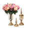 Soga 2X Glass Flower Vase With Lid And Pink Flower Filler Gold Set