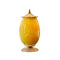 Soga Ceramic Oval Flower Vase With Metal Gold Base Yellow