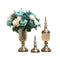 Soga 2X Glass Flower Vase With Lid And Blue Flower Filler Bronze Set