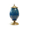 Soga Ceramic Oval Flower Vase With Metal Gold Base Dark Blue
