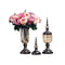 Soga 2X Glass Flower Vase With Lid And Pink Flower Filler Black Set