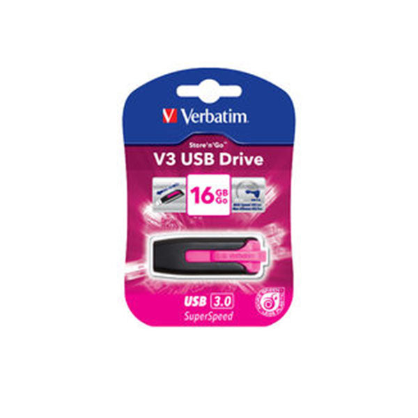 Verbatim 16GB V3 USB 3 Pink Store n Go V3 Retractable