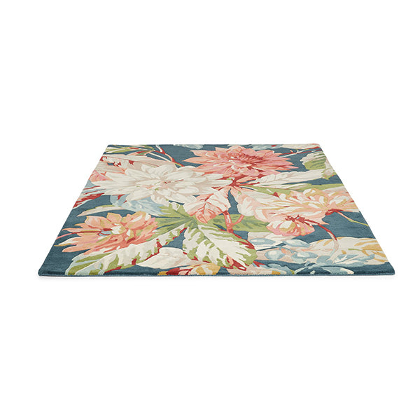 Valley Flower And Rose Haw Blue Green Rug