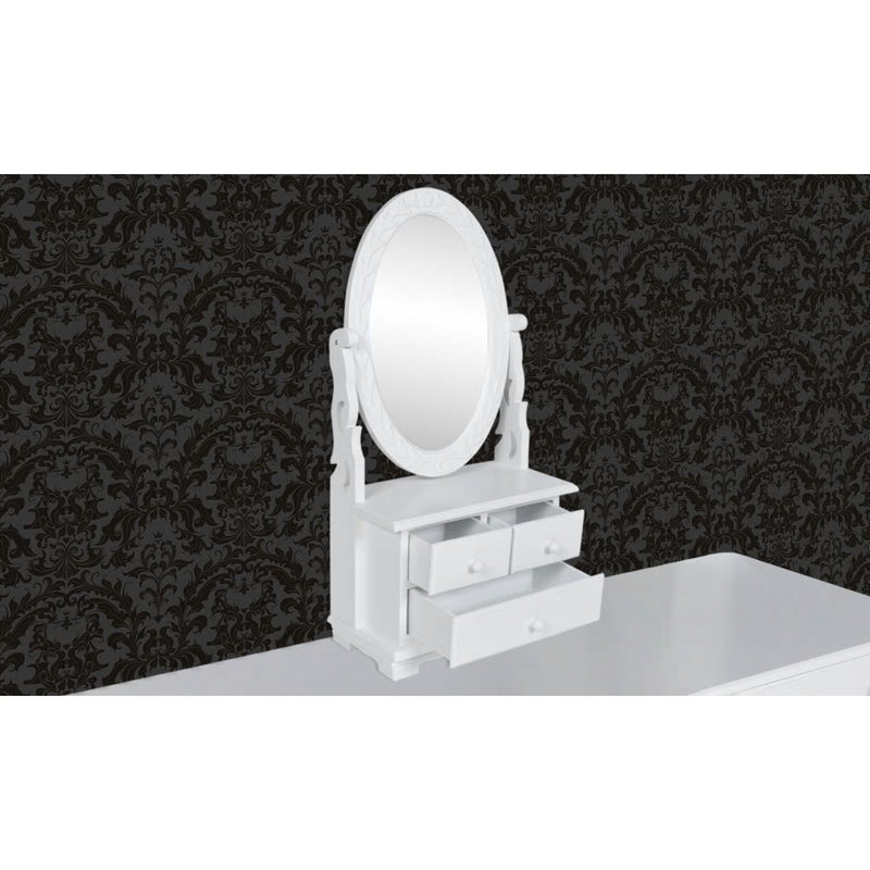 Vanity Makeup Table With Oval Swing Mirror