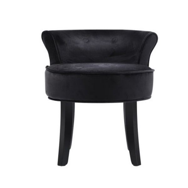 Velvet Vanity Stool Backrest Black