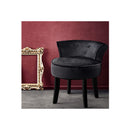 Velvet Vanity Stool Backrest Black