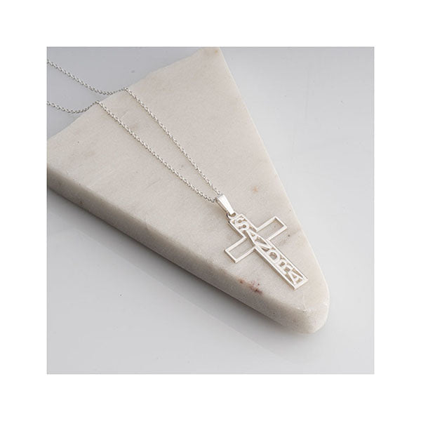 Vertical Name In Cross Necklace