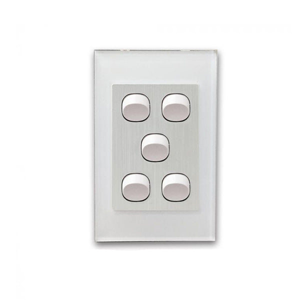 Vertical Wall Switch White Glass Frame