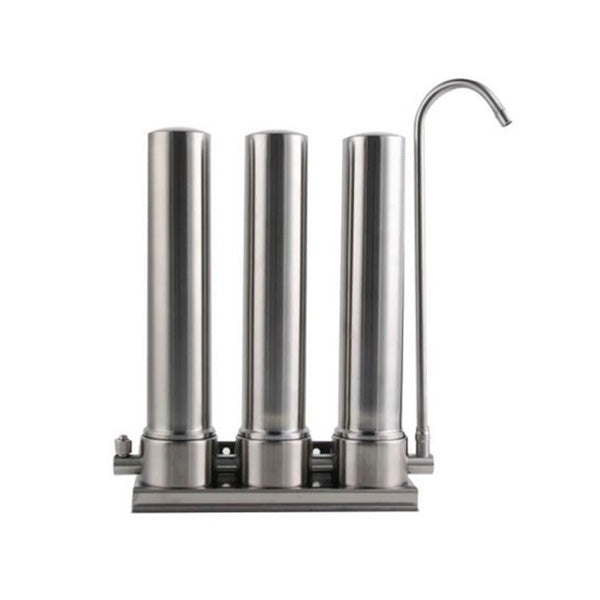 3 Stage Countertop Water Filter Stainless 10Inch Triple Ceramic