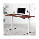White Frame Walnut Desk Top Height Adjustable Computer Table