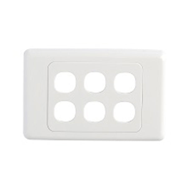 6 Gang Wall Plate Clipsal Compatible White