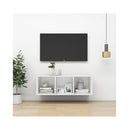 Wall Mounted Tv Cabinet White 37 X 37 X 107 Cm Chipboard