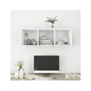 Wall Mounted Tv Cabinet White 37 X 37 X 107 Cm Chipboard