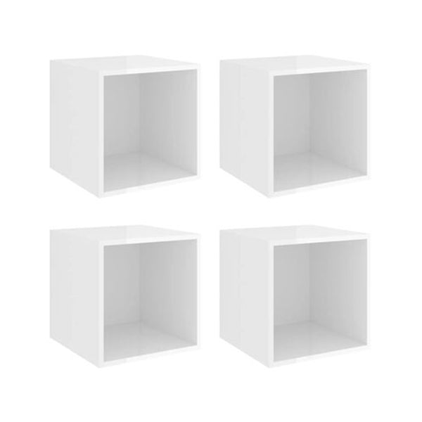 Wall Cabinets 4 Pcs High Gloss White 37 X 37 X 37 Cm Chipboard