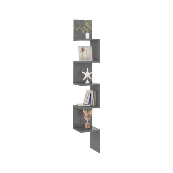 Wall Corner Shelf High Gloss Grey Chipboard