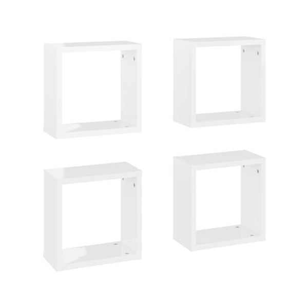 Wall Cube Shelves 4 Pcs High Gloss White 30 X 15 X 30 Cm