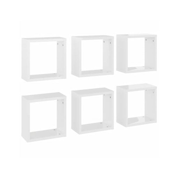 Wall Cube Shelves 6 Pcs High Gloss White 30 X 15 X 30 Cm