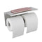 Wall Double Toilet Paper Roll Holder Hook Cover Shelf Stainless Steel