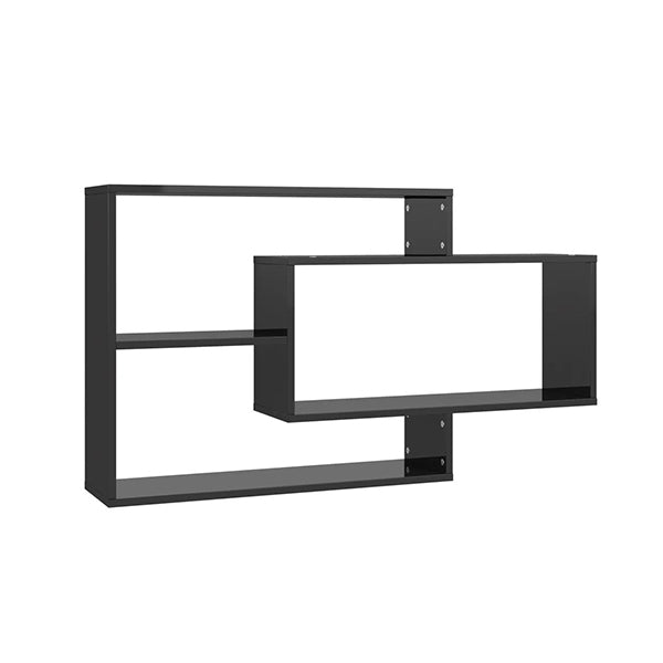 Wall Shelves High Gloss Black 104X20 Cm Chipboard