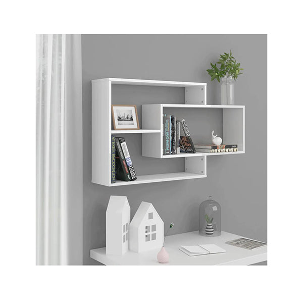 Wall Shelves High Gloss White 104X20 Cm Chipboard