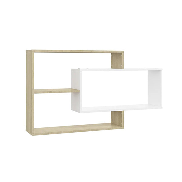 Wall Shelves White And Sonoma Oak 104X20 Cm Chipboard