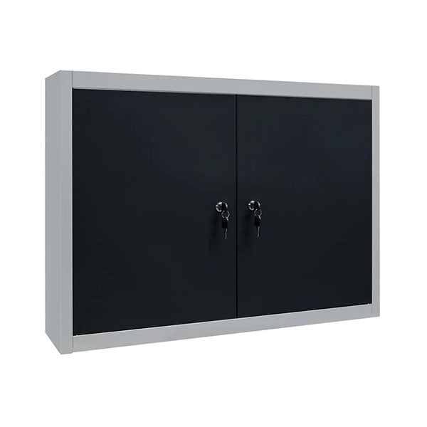 Wall Mounted Tool Cabinet Industrial Style Metal Grey And Black
