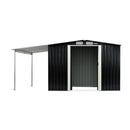 6 X 8Ft Zinc Steel Garden Shed With Open Storage Black