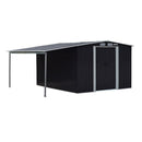 6 X 8Ft Zinc Steel Garden Shed With Open Storage Black