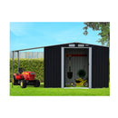 6 X 8Ft Zinc Steel Garden Shed With Open Storage Black