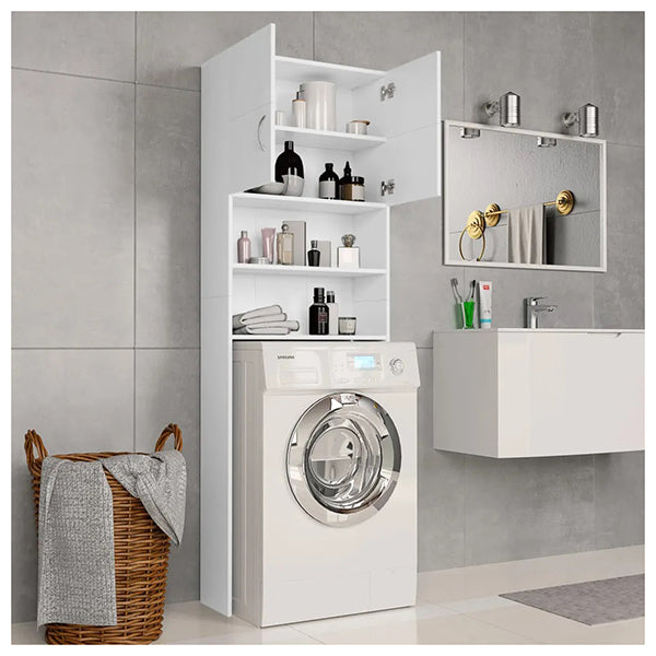 Washing Machine Cabinet White 64x25.5x190 cm Chipboard