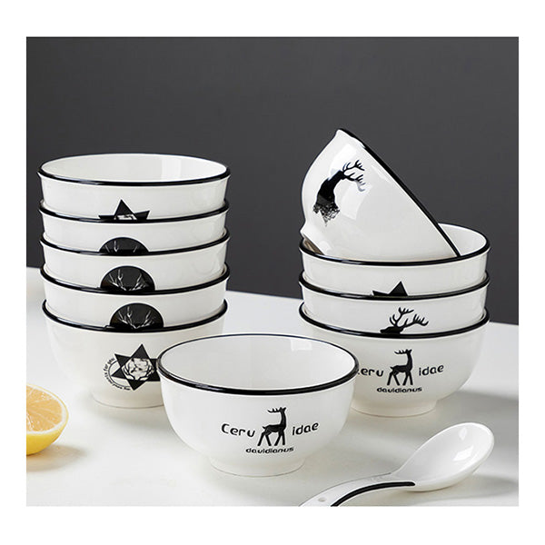 White Antler Printed Ceramic Dinnerware Set Of 28B