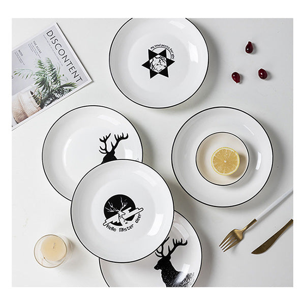 White Antler Printed Ceramic Dinnerware Set Of 20A