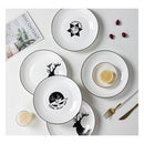 White Antler Printed Ceramic Dinnerware Set Of 34B