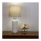 White Ceramic Table Lamp With Natural Linen Shade