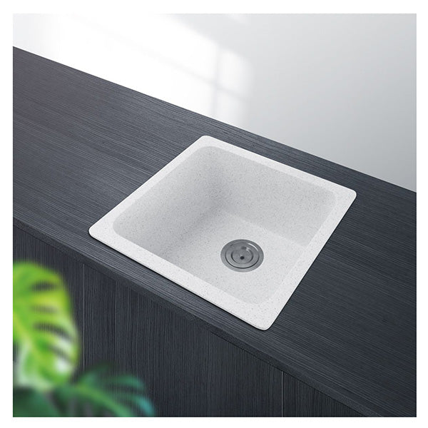 422X422X203Mm Kitchen Laundry Granite Quartz Stone Sink Waste White