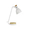 White Task Lamp With Wood Accents