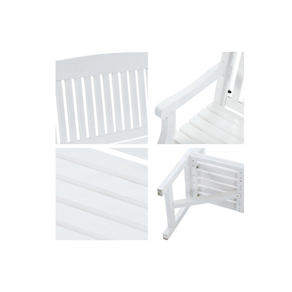 White Wooden Garden Bench Chair Natural Outdoor Furniture