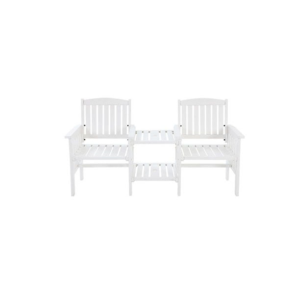 White Garden Bench Chair Table Love Seat Wooden