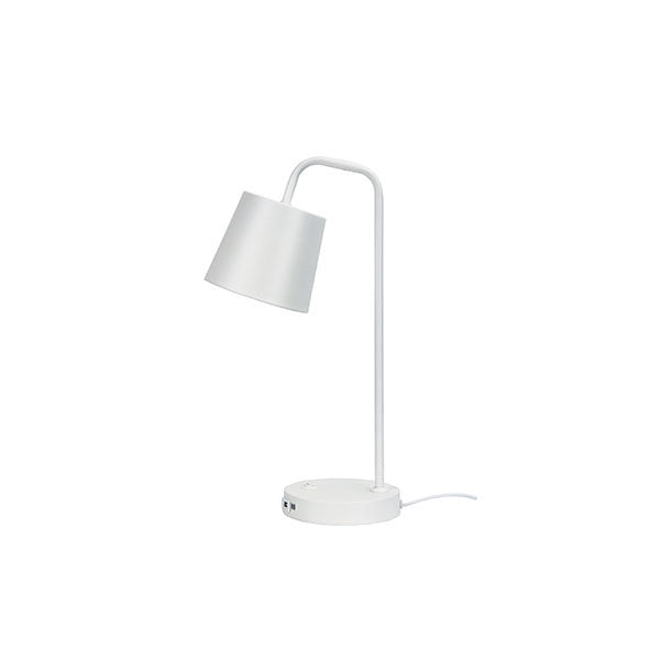 White Metal Desk Lamp With Usb Socket