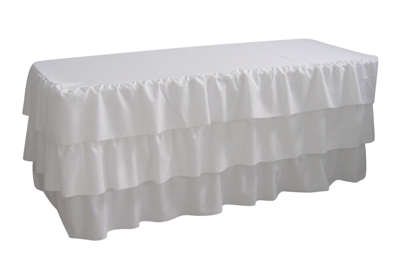 White Table Cloth Trestle Cover - 6ft. Pleated