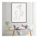 Woman Back Line Art Black Frame Canvas Wall Art