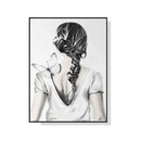 Woman Back With Butterfly Black Frame Canvas Wall Art