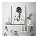 Woman Back With Butterfly Black Frame Canvas Wall Art