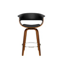 Wood And Black Set Of 4 Swivel Pu Leather Bar Stool